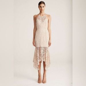 NWT Shona Joy Lace High Neck Handkerchief Midi Dress - sz 6US